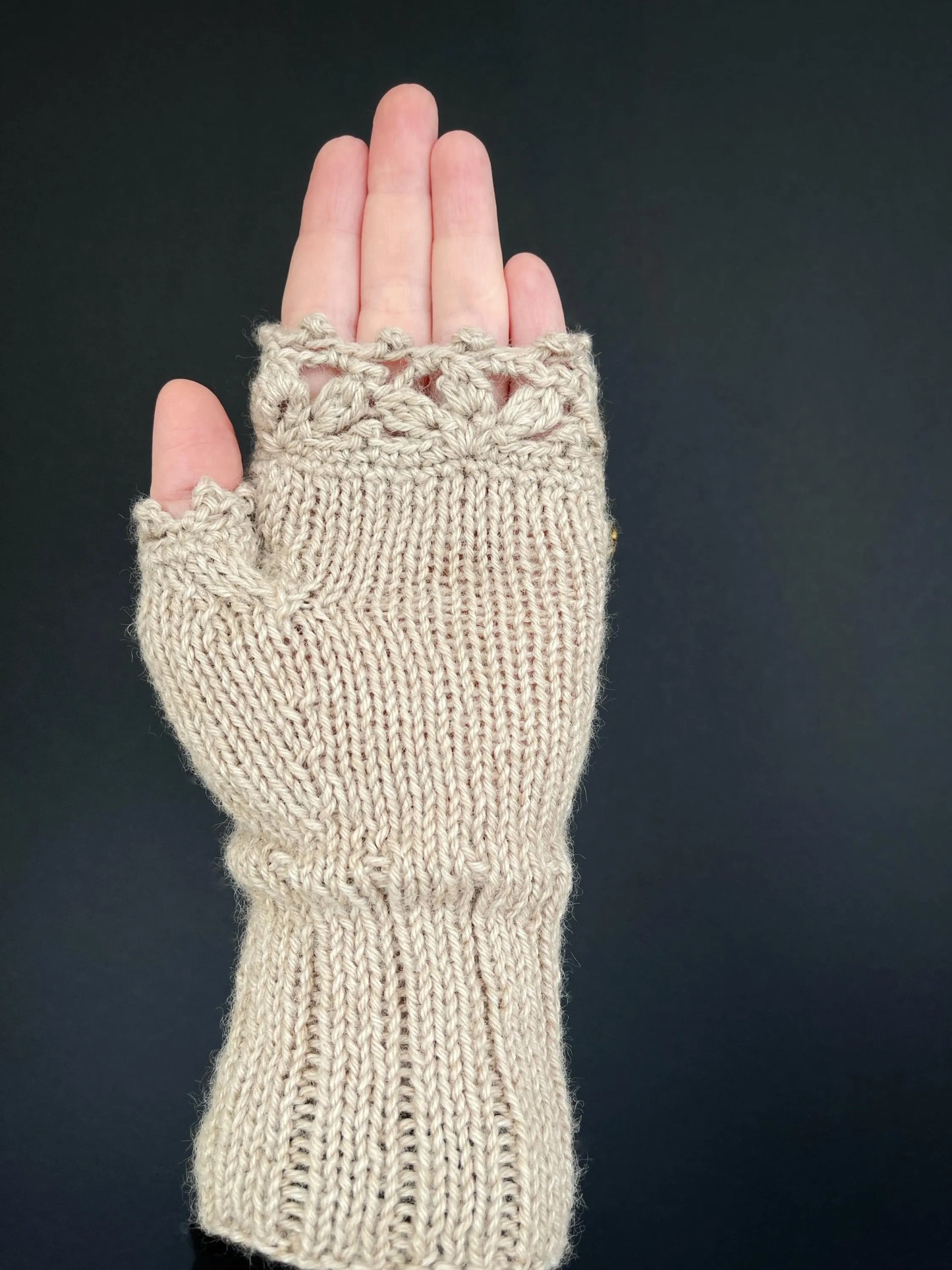 Embroidered Fingerless Wool Mittens, Purple Roses and Bees