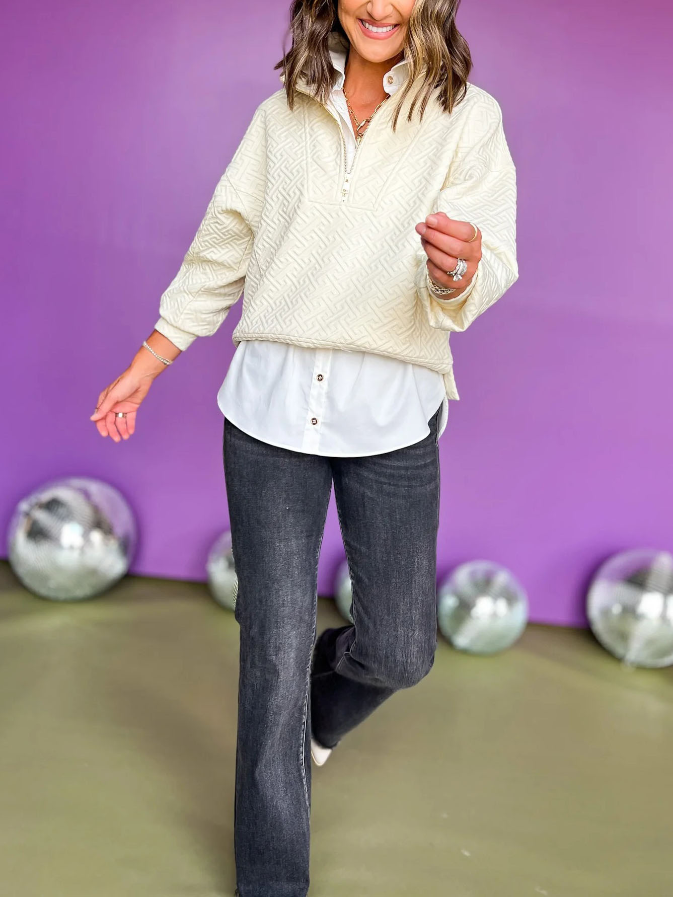 Textured Zip Sweatshirt