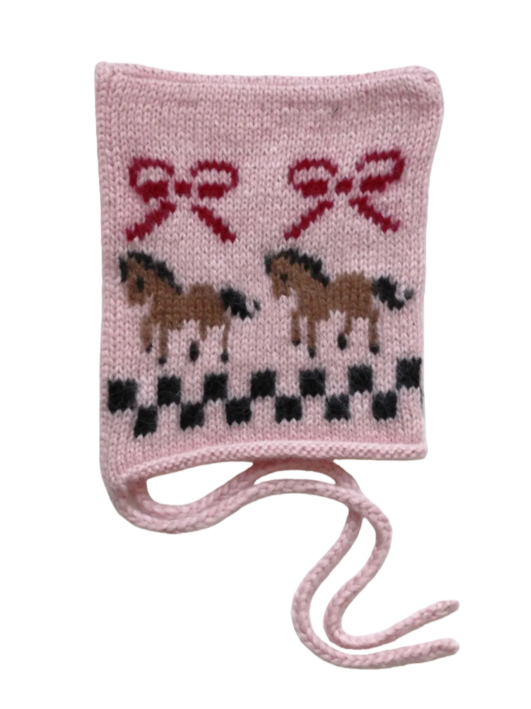 Knitted Pony Square Bonnet Hat