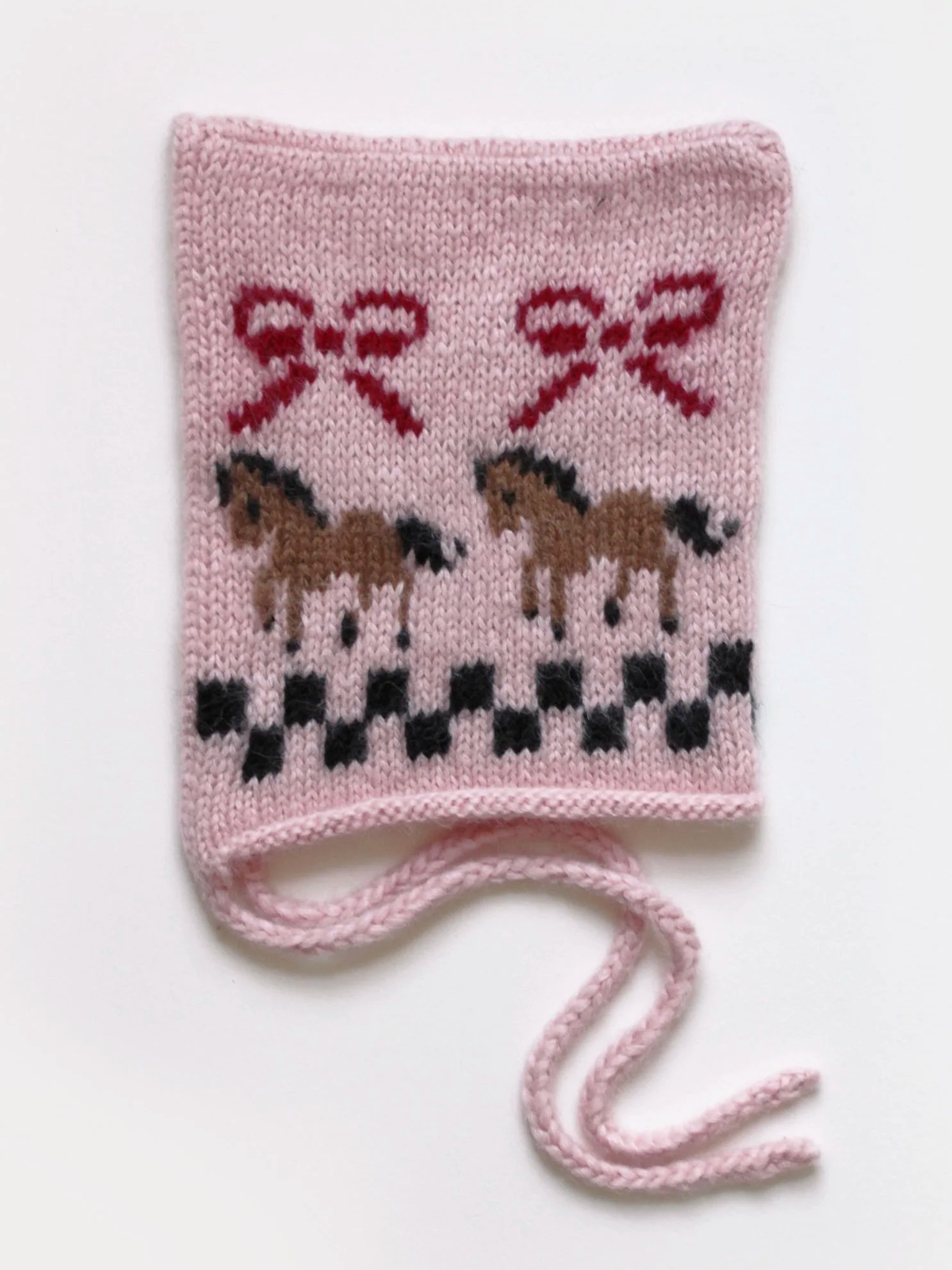 Knitted Pony Square Bonnet Hat