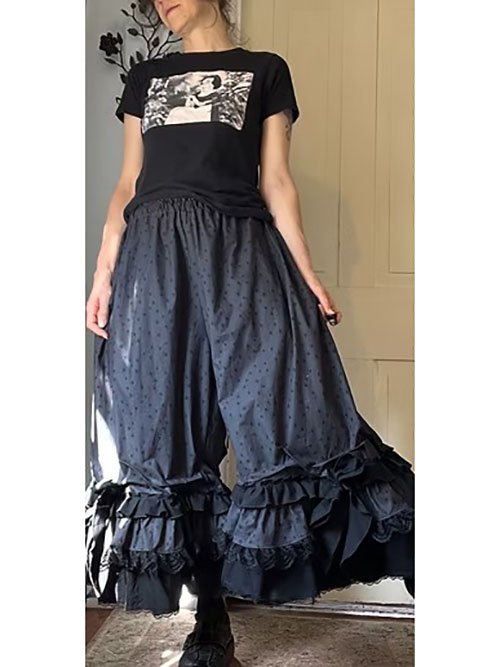 Dark Gray Mini Stars Ruffly Bowtie Bloomers Pants