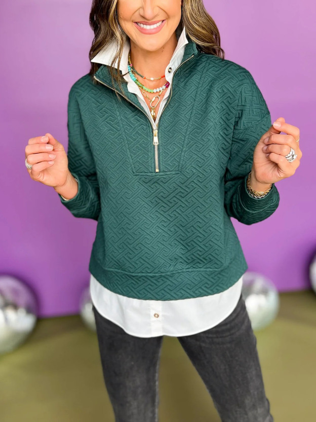 Textured Zip Sweatshirt