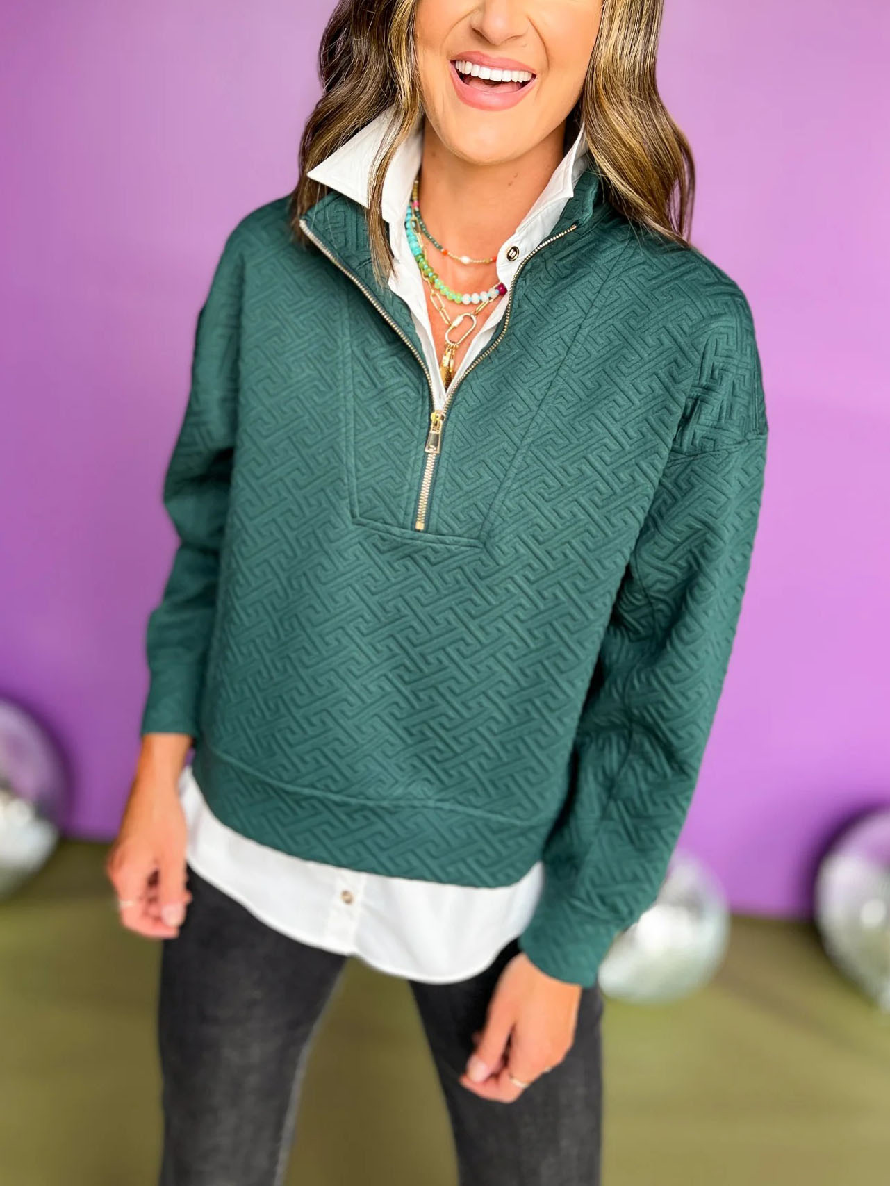 Textured Zip Sweatshirt