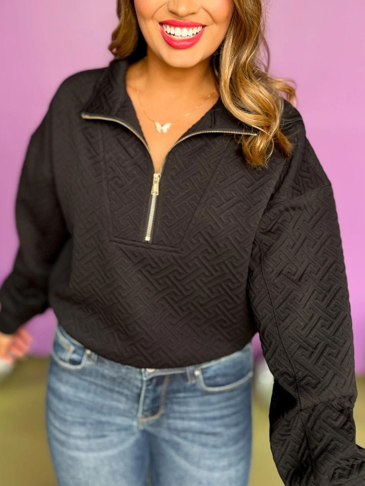 Textured Zip Sweatshirt