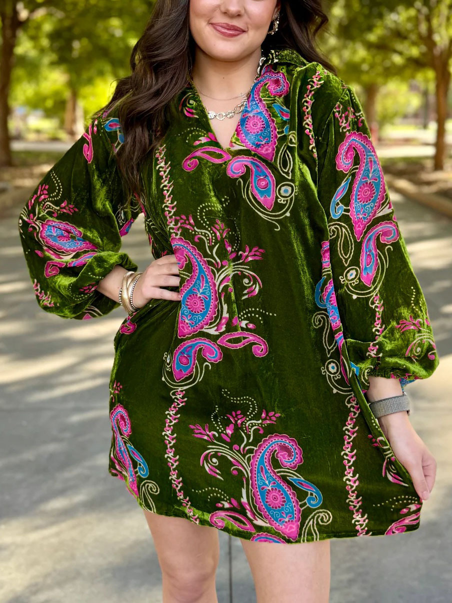 Paisley Kissed Velvet Dress