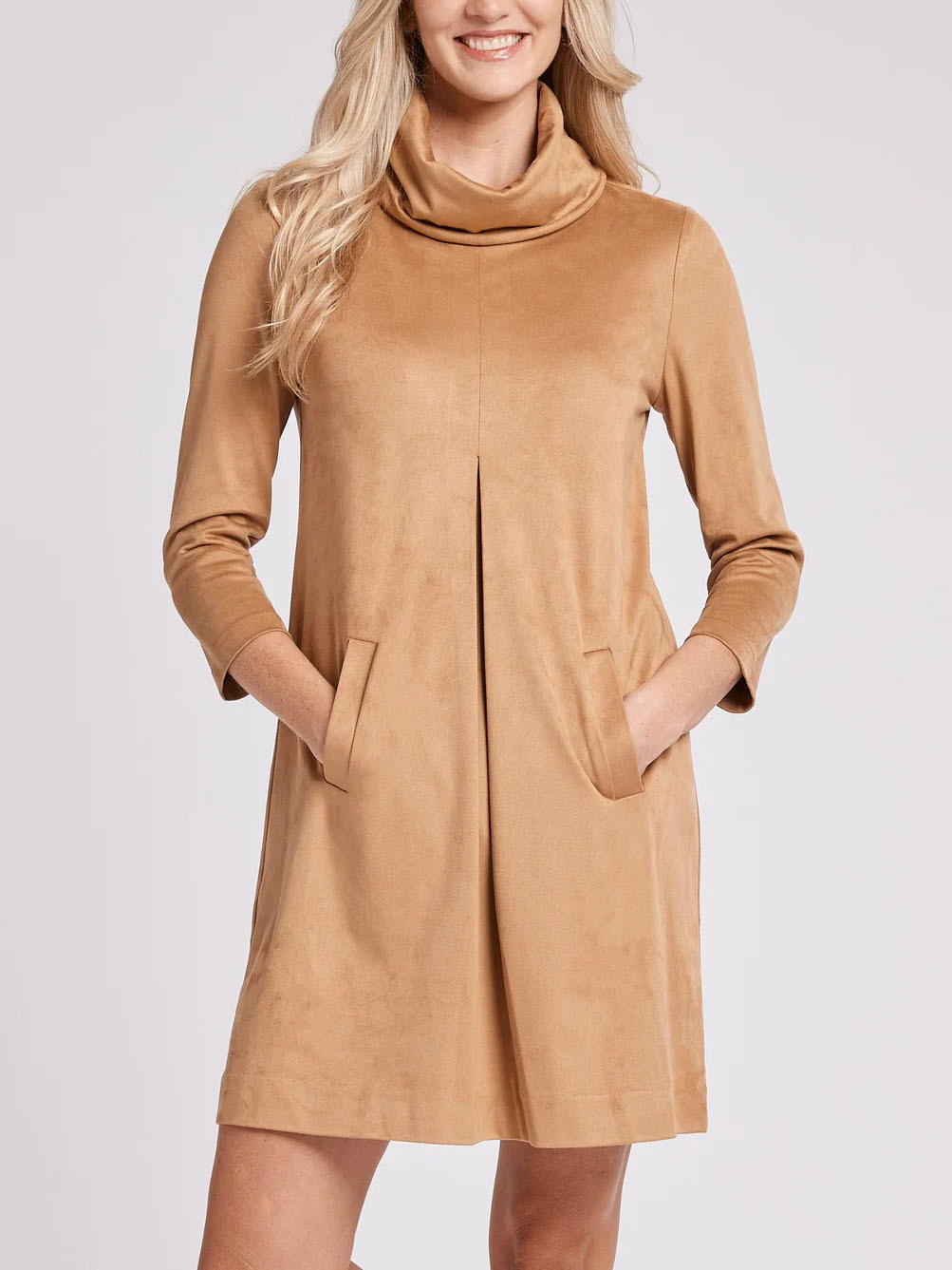 Turtleneck Faux Suede Dress