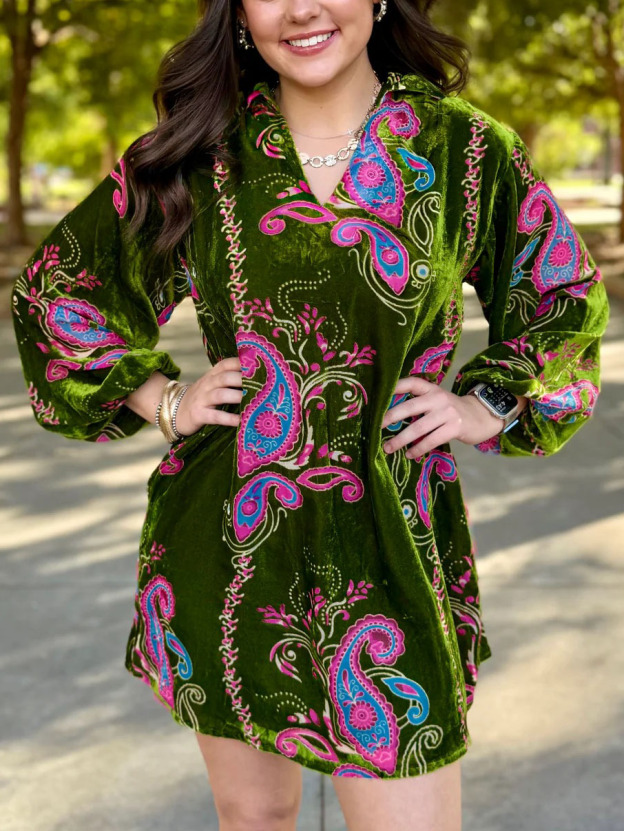 Paisley Kissed Velvet Dress