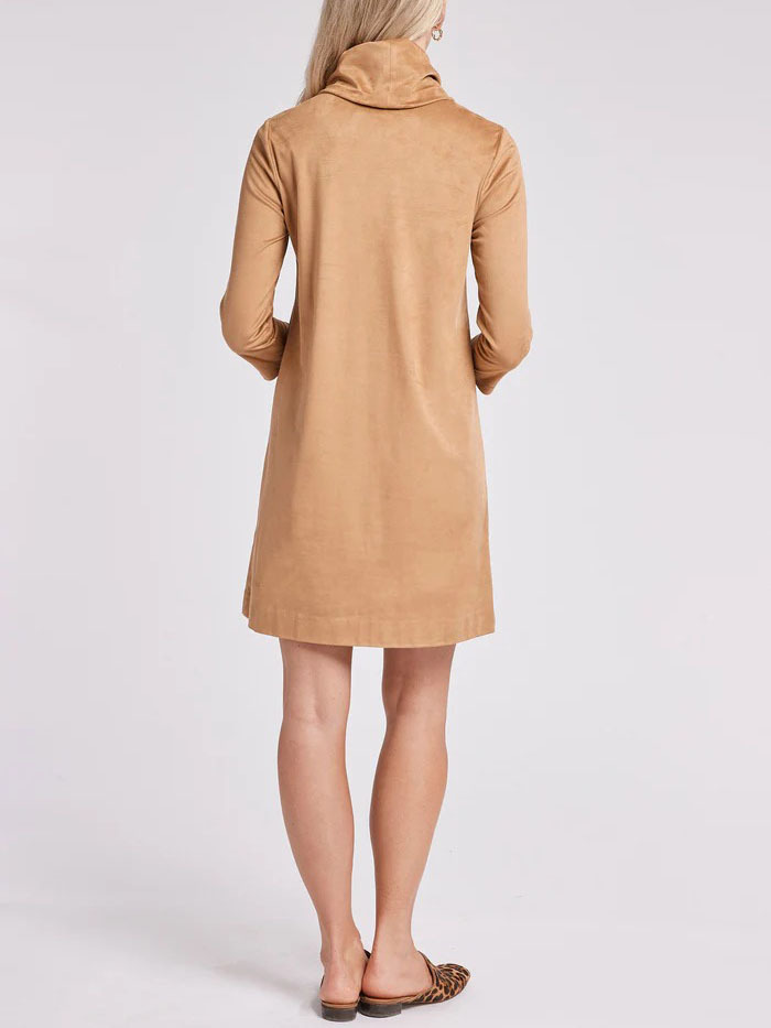 Turtleneck Faux Suede Dress