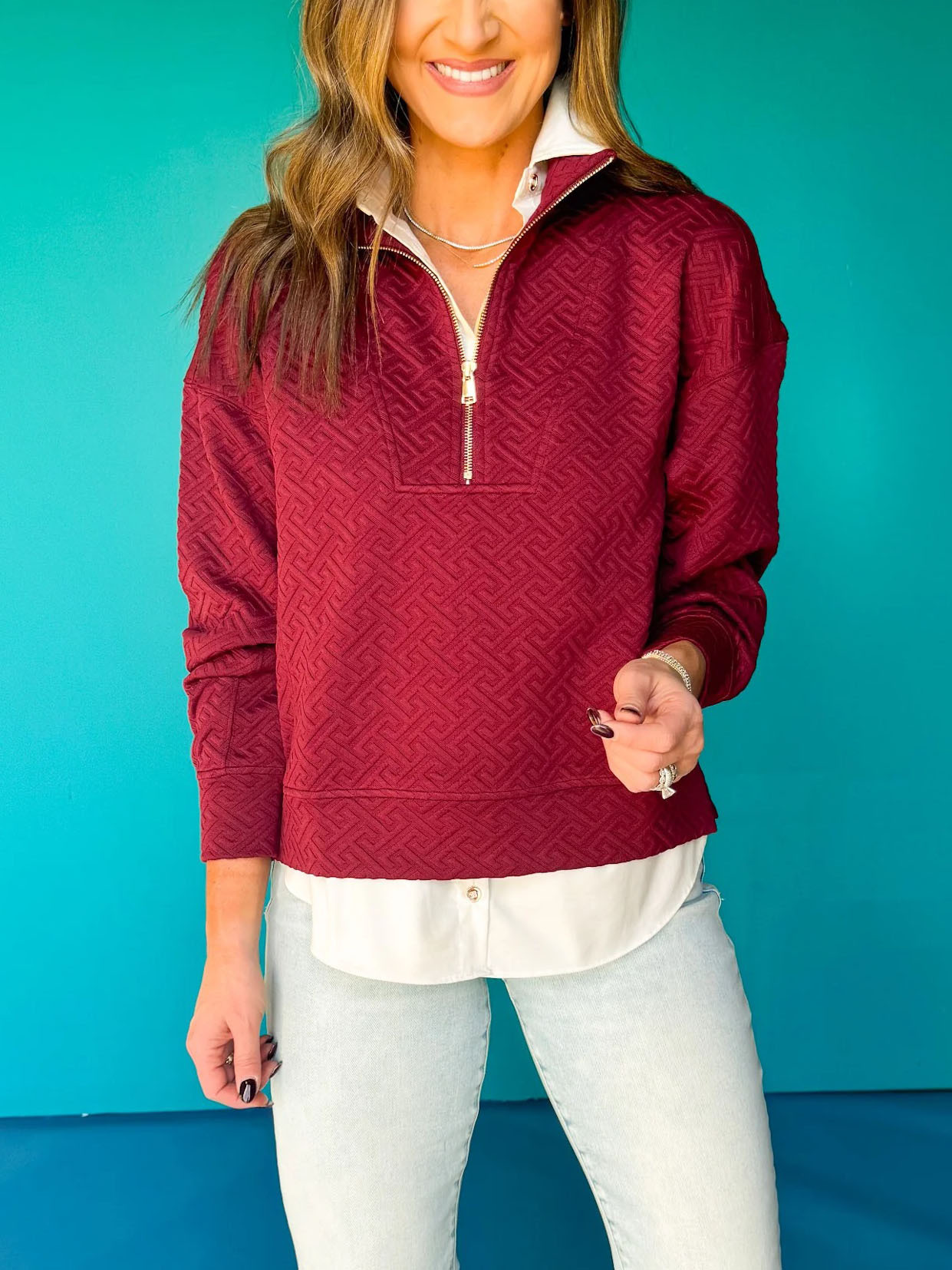 Textured Zip Sweatshirt
