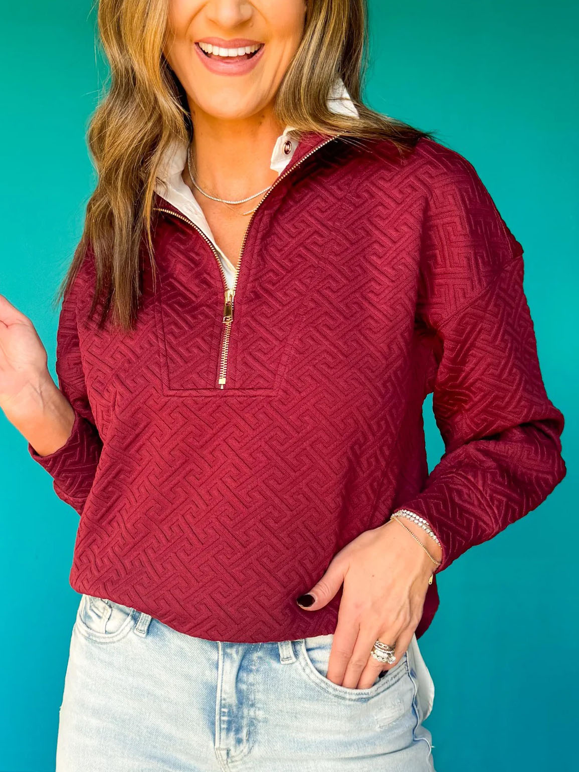 Textured Zip Sweatshirt