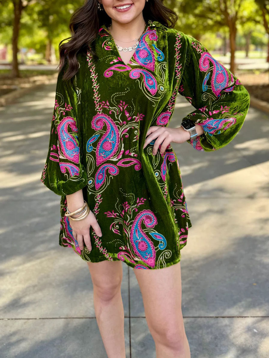 Paisley Kissed Velvet Dress