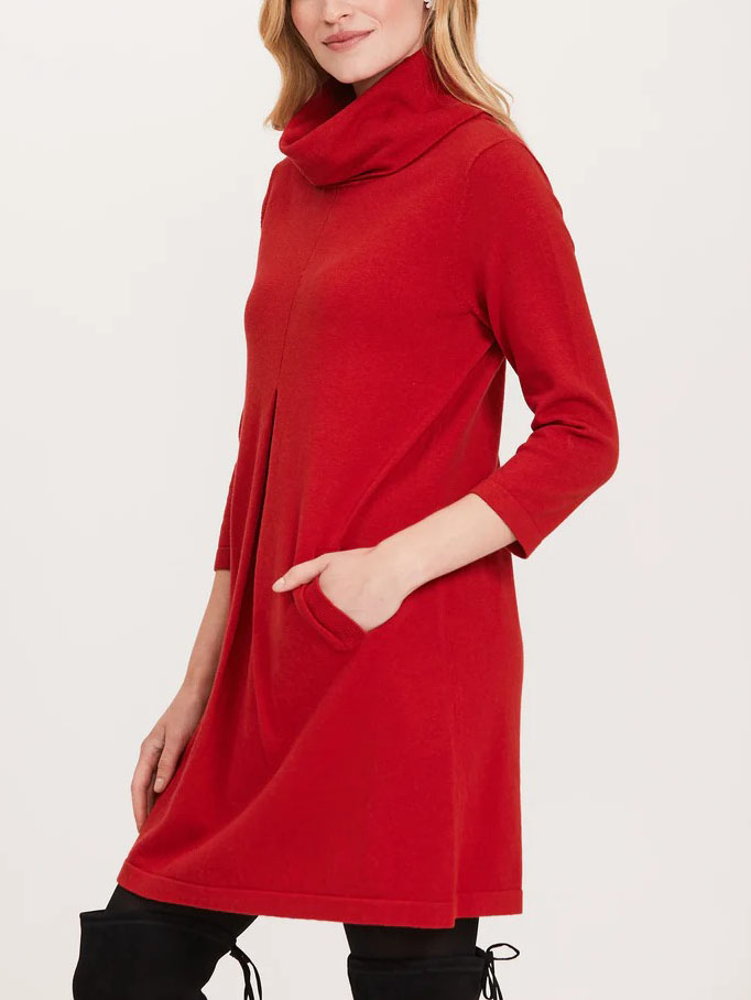 Turtleneck Faux Suede Dress