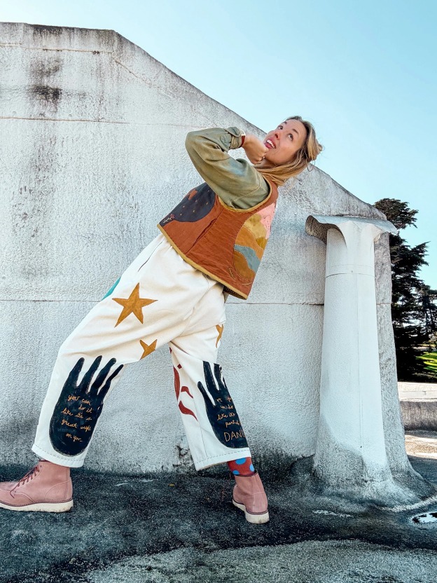 Bohemian Sun & Moon Embellished Beige Cropped Pants