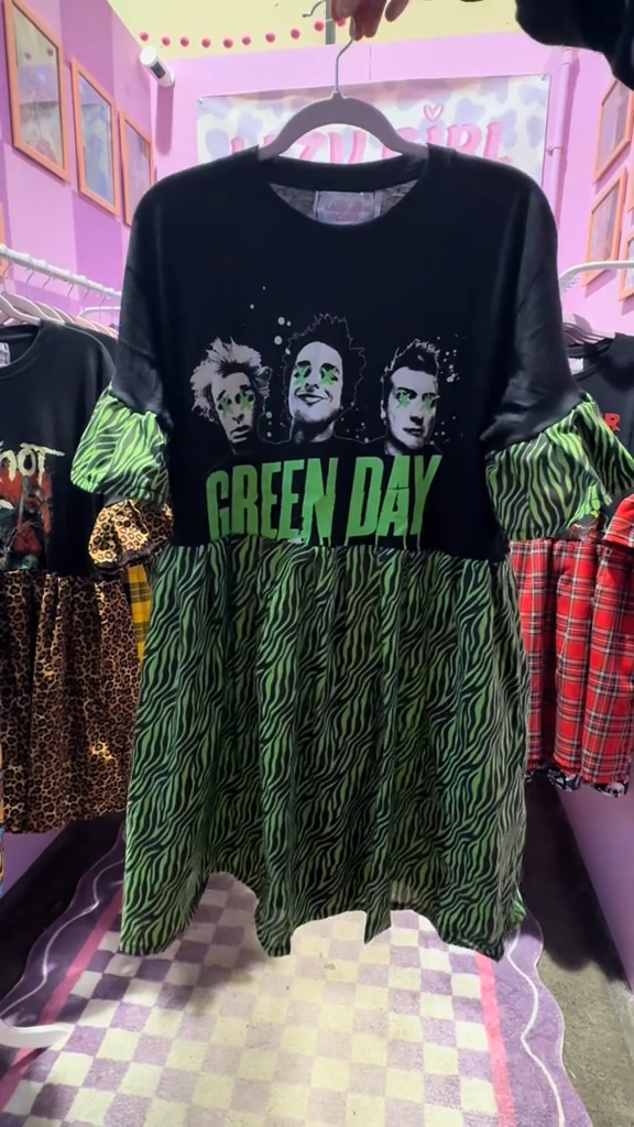 Green Day Upcycled Tee Dress