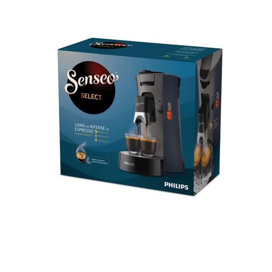 CSA240/61 Cafetière à dosettes SENSEO SELECT, force du café Plus, 1 à 2 tasses, noir de carbone