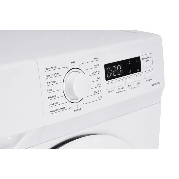 Lave-linge hublot CONTINENTAL EDISON CELL914IWS - 9 kg - Largeur 59,5 cm - Classe A - 1400 trs - moteur induction -Blanc