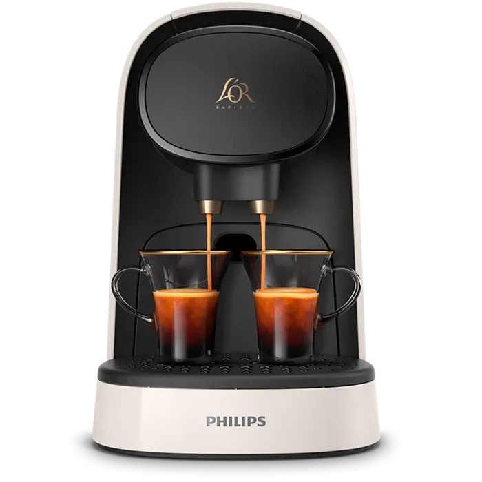Philips L'Or Barista, Cafetière Espresso, compatible Nespresso capsules, Capsules XXL pour 1 café double ou 2 cafés à la fois, Blanc, LM8012/00