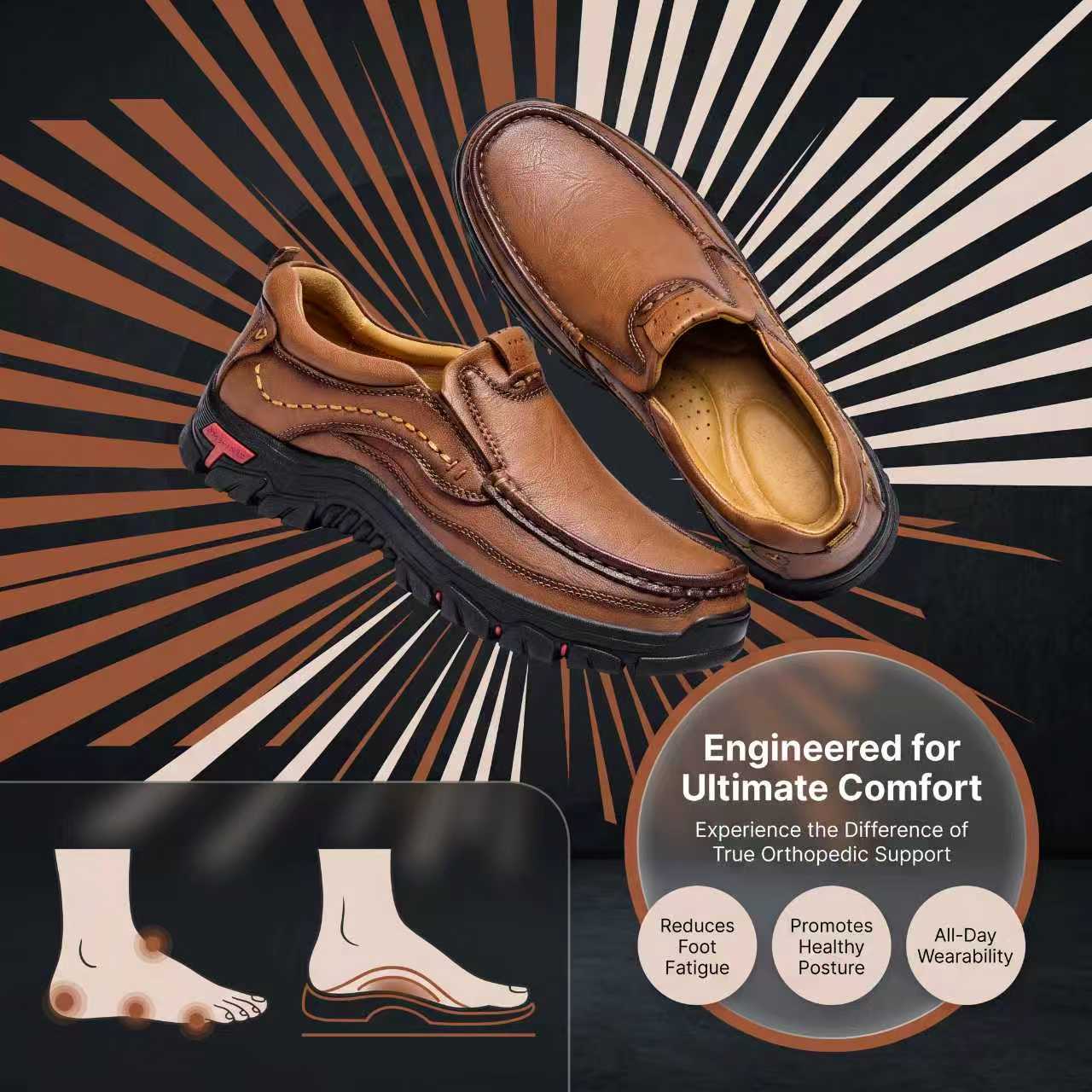 Handmade Genuine Leather Orthopedic Walking Shoes