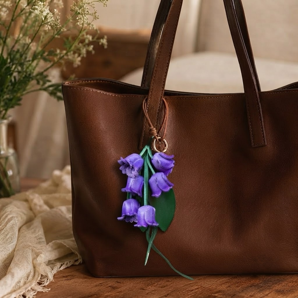 Handmade Genuine Leather Bluebell Charm