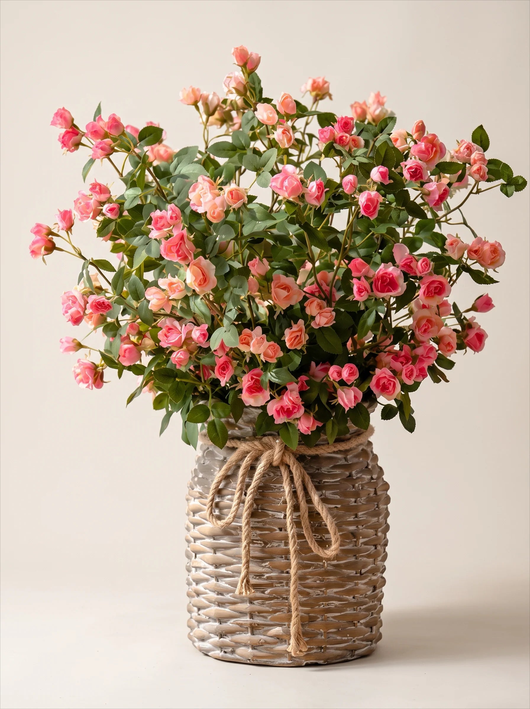 Rustic Elegance Blush & Coral Rose Faux Floral Arrangement