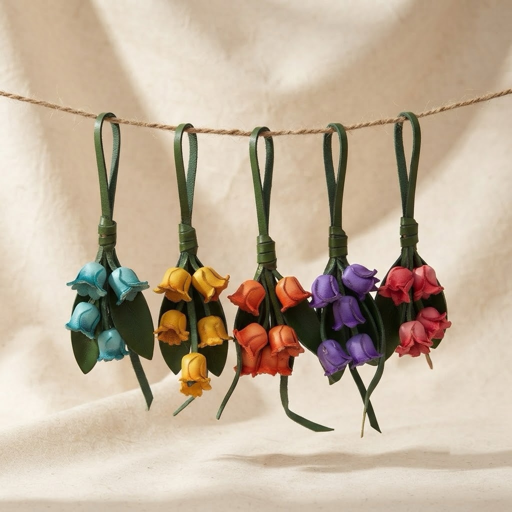 Handmade Genuine Leather Bluebell Charm