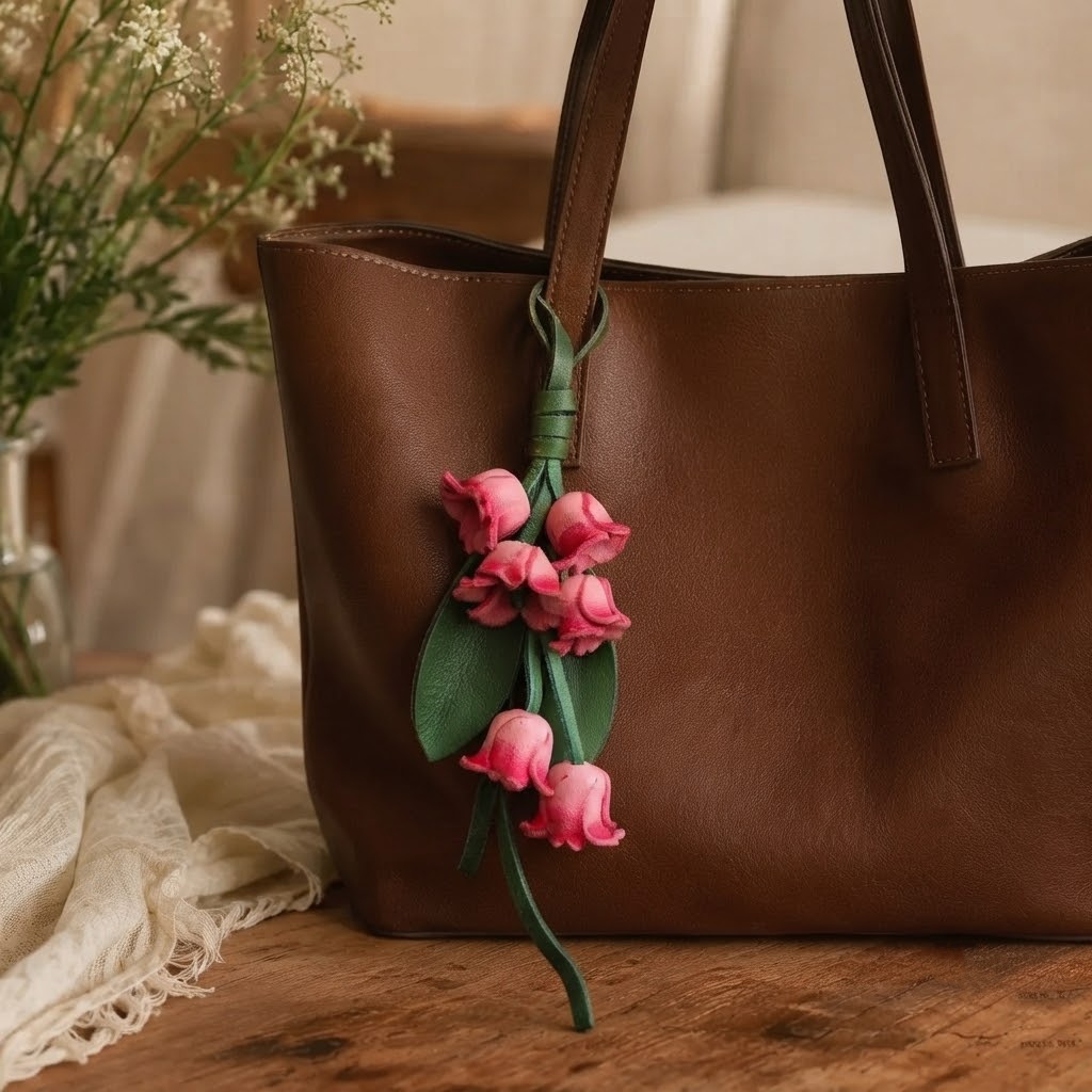 Handmade Genuine Leather Bluebell Charm