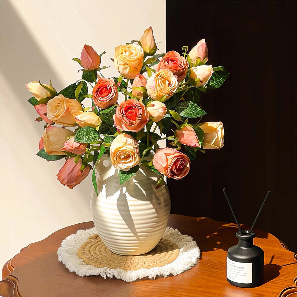 Vintage Oil-Paint Rose Elegance Faux Floral Arrangement
