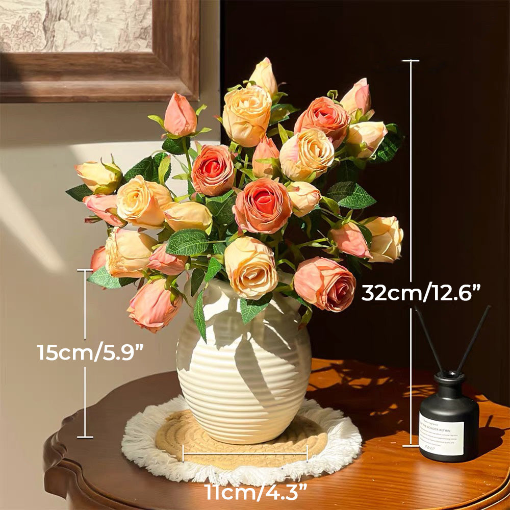Vintage Oil-Paint Rose Elegance Faux Floral Arrangement