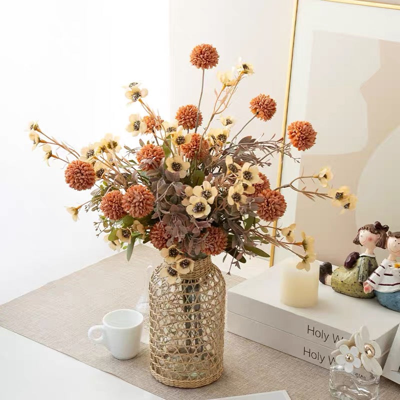 Caramel Pom-Pom & Daisy Artificial Floral Arrangement