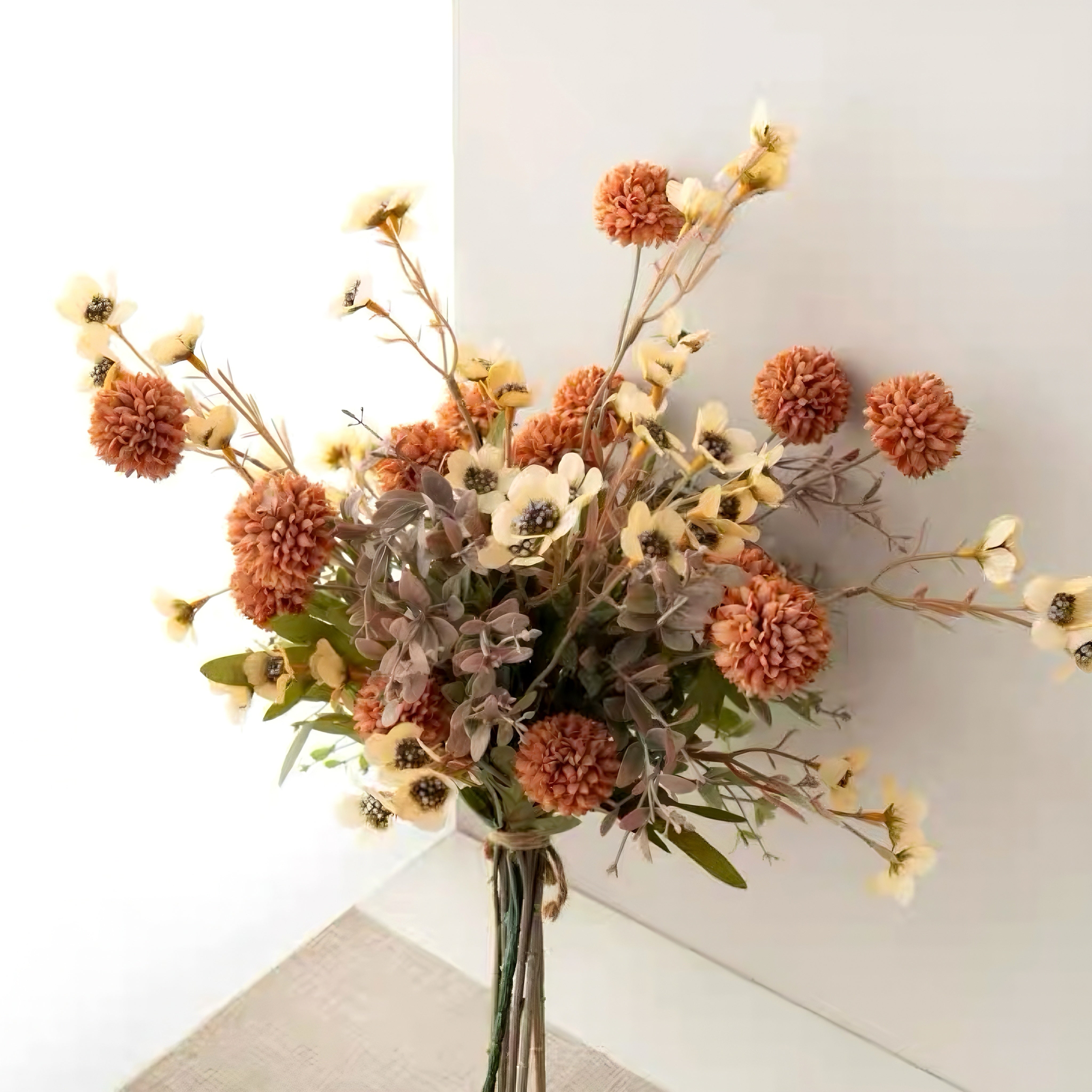 Caramel Pom-Pom & Daisy Artificial Floral Arrangement