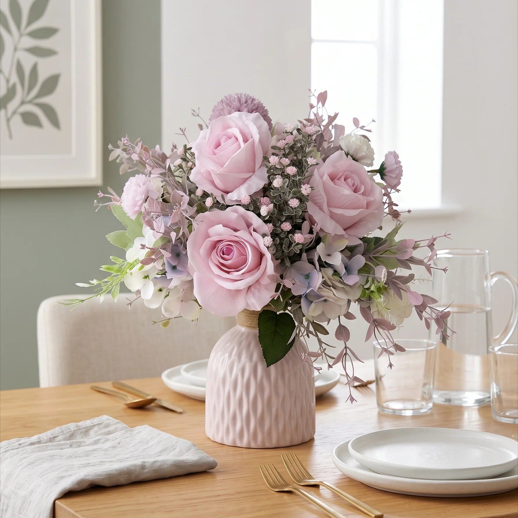 Blush Whisper Pink Artificial Floral Arrangement