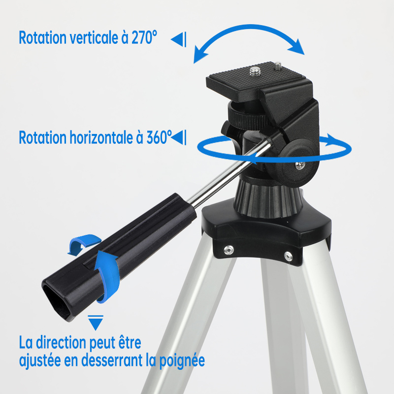 Trépied pour télescope (Extensible jusqu'à 120 cm, utilisable universellement)