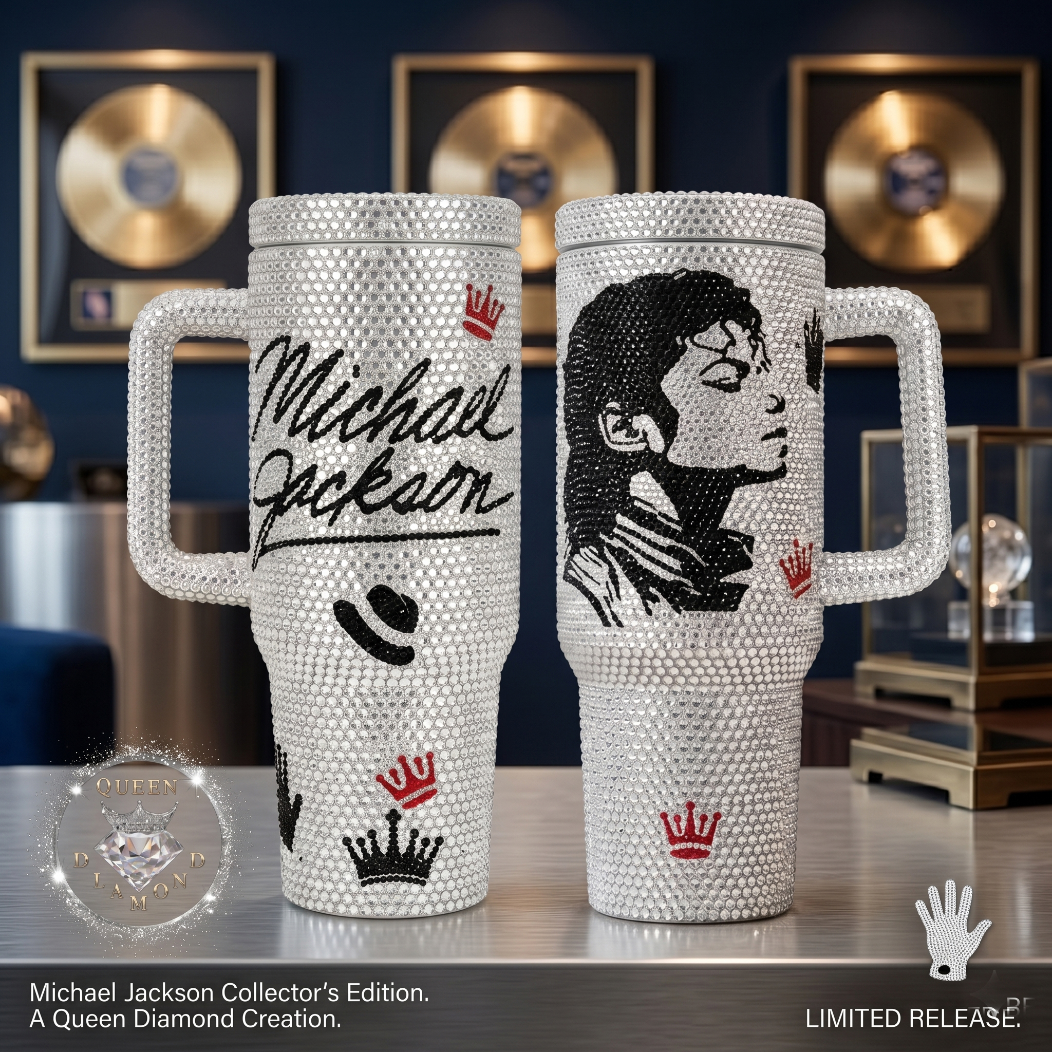 Michael Jackson Music Custom Hot rhinestones Stanley Cup 40 oz 30 oz Tumbler