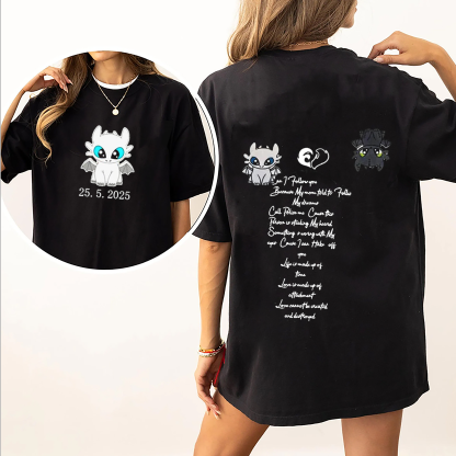 Dragon's Lovely Characters Couples Embroidery T-Shirt