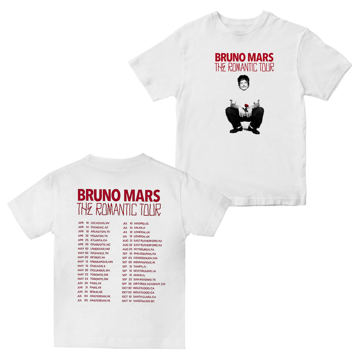 Bruno Mars The Romantic Tour 2026 Unisex Tee