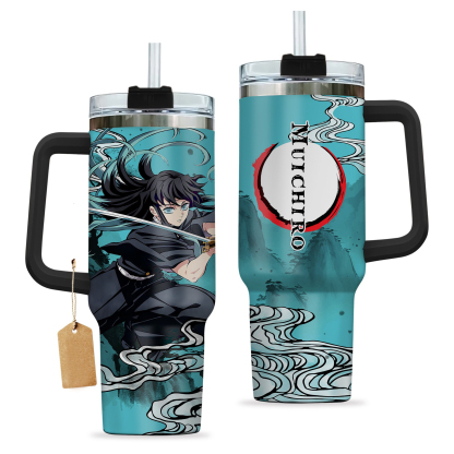 Demon Slayer Muichiro Tokito Kimestu no Yaiba 30oz or 40oz Stainless Steel Tumbler With Handle HG