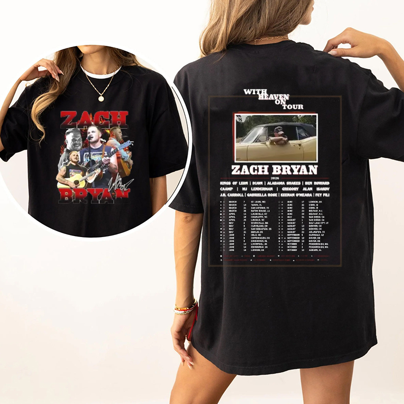With Heaven On Tour 2026 Zach Bryan Graphic Unisex Shirts
