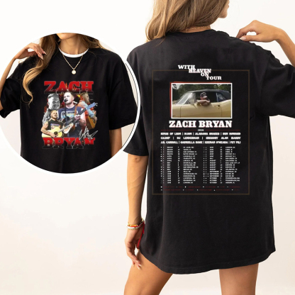With Heaven On Tour 2026 Zach Bryan Graphic Unisex Shirts
