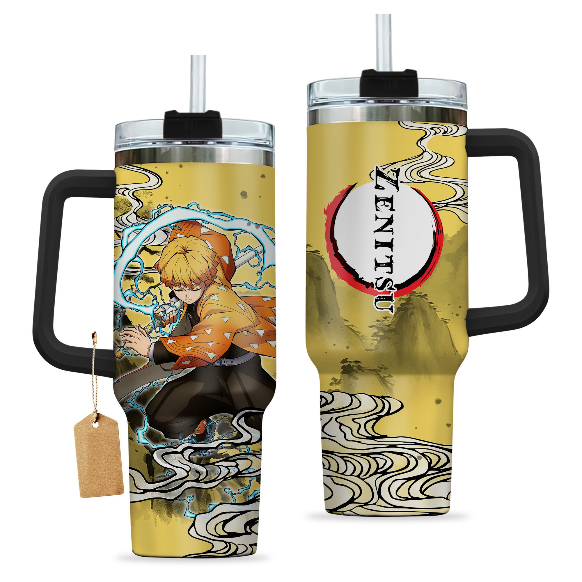 Demon Slayer Zenitsu Agatsuma Yaiba 30oz or 40oz Stainless Steel Tumbler With Handle HG