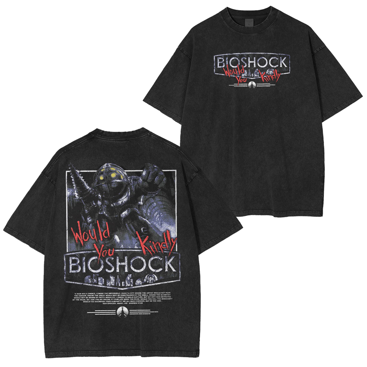 BioShock Would You Kindly Big Daddy Vintage Washed T-shirt/Crewneck/Hoodie