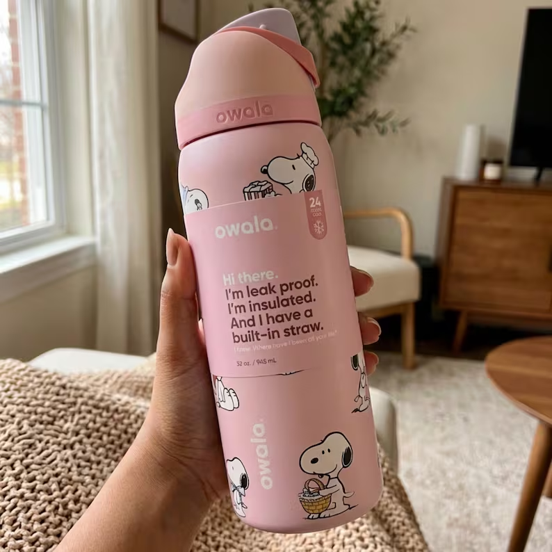 Snoopy Water Bottle Leak-proof and Insulated Straw Bottle 30oz