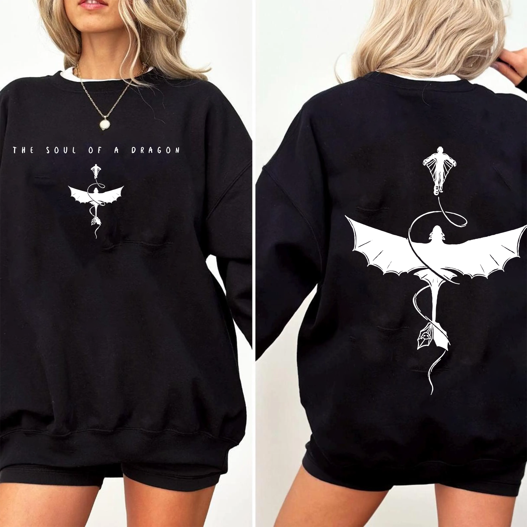Toothless and Light Fury Dragon Couple Crewneck Sweatshirt