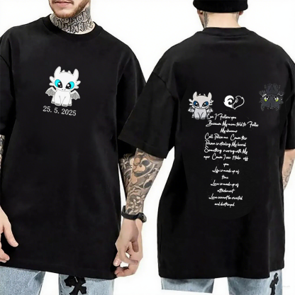 Dragon's Lovely Characters Couples Embroidery T-Shirt