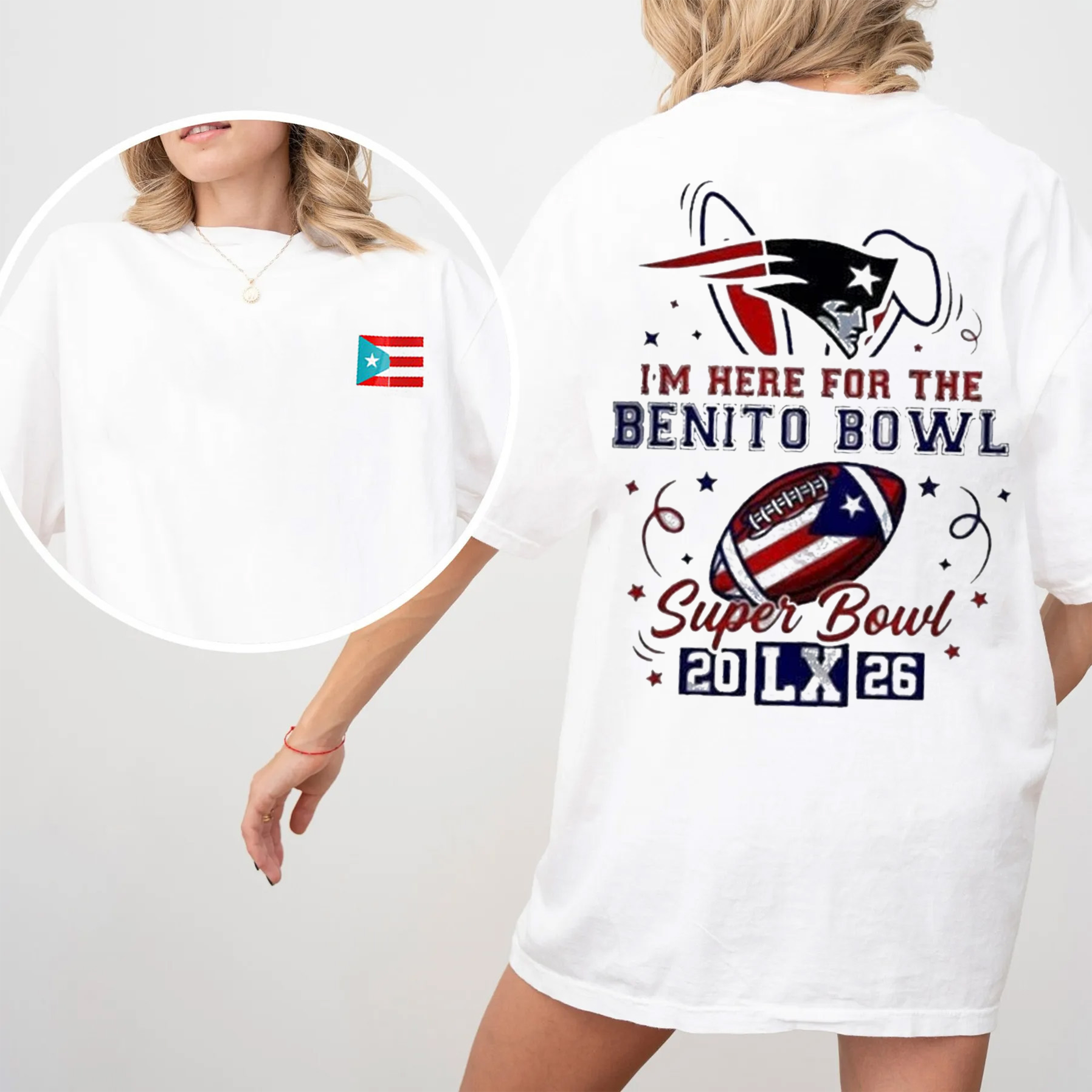 New England Patriots I’m here for the Benito Bowl Super Bowl LX 2026 Unisex Shirt/Crewneck/Hoodie