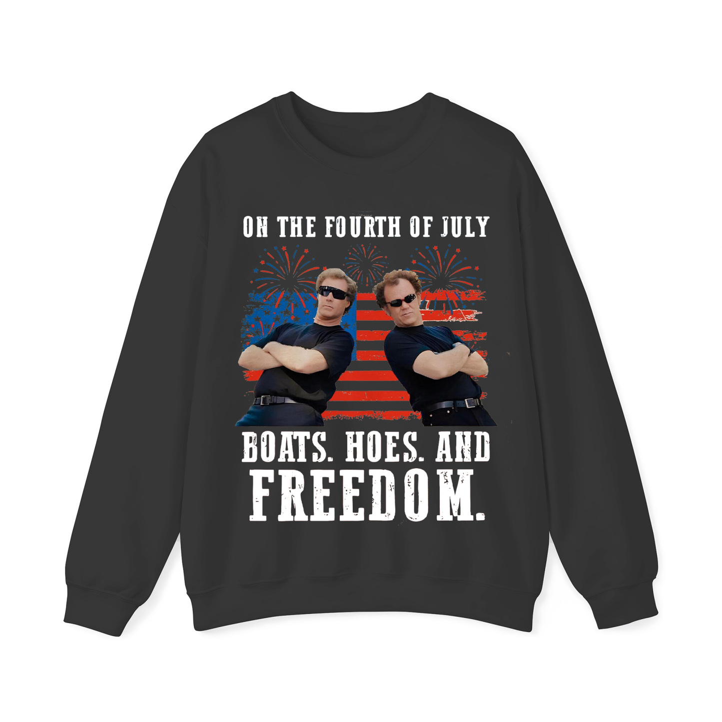 On The Fourth Of July Boats Hoes And Freedom Crewneck Sweatshirt