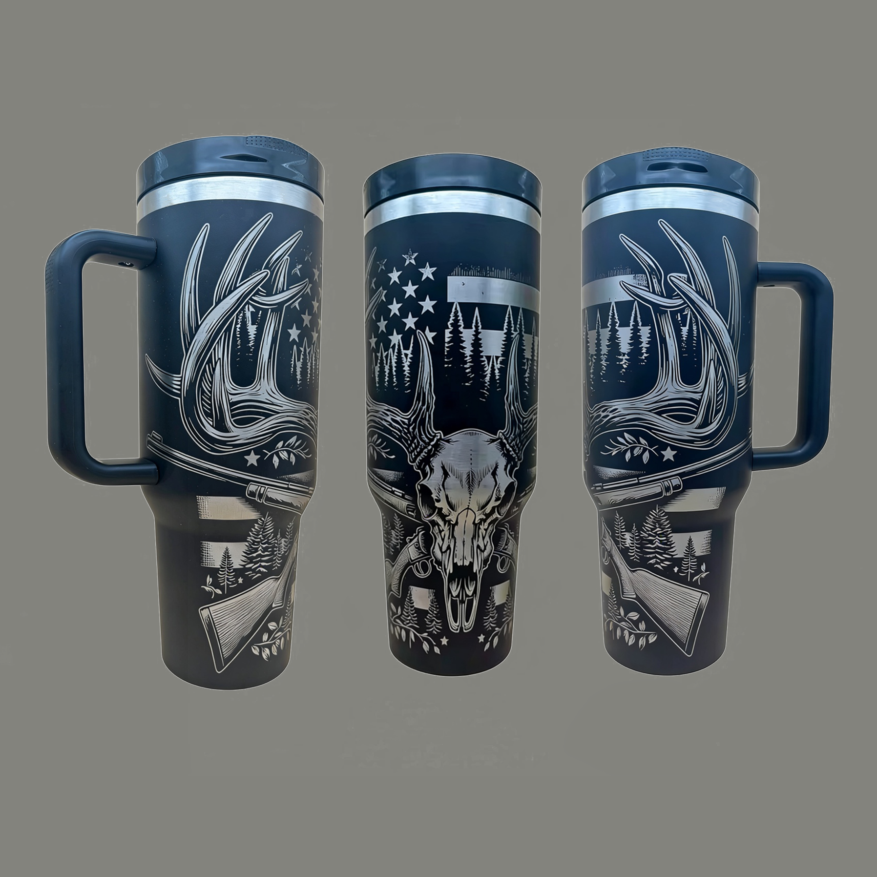 40oz Gun And Skull Tumbler