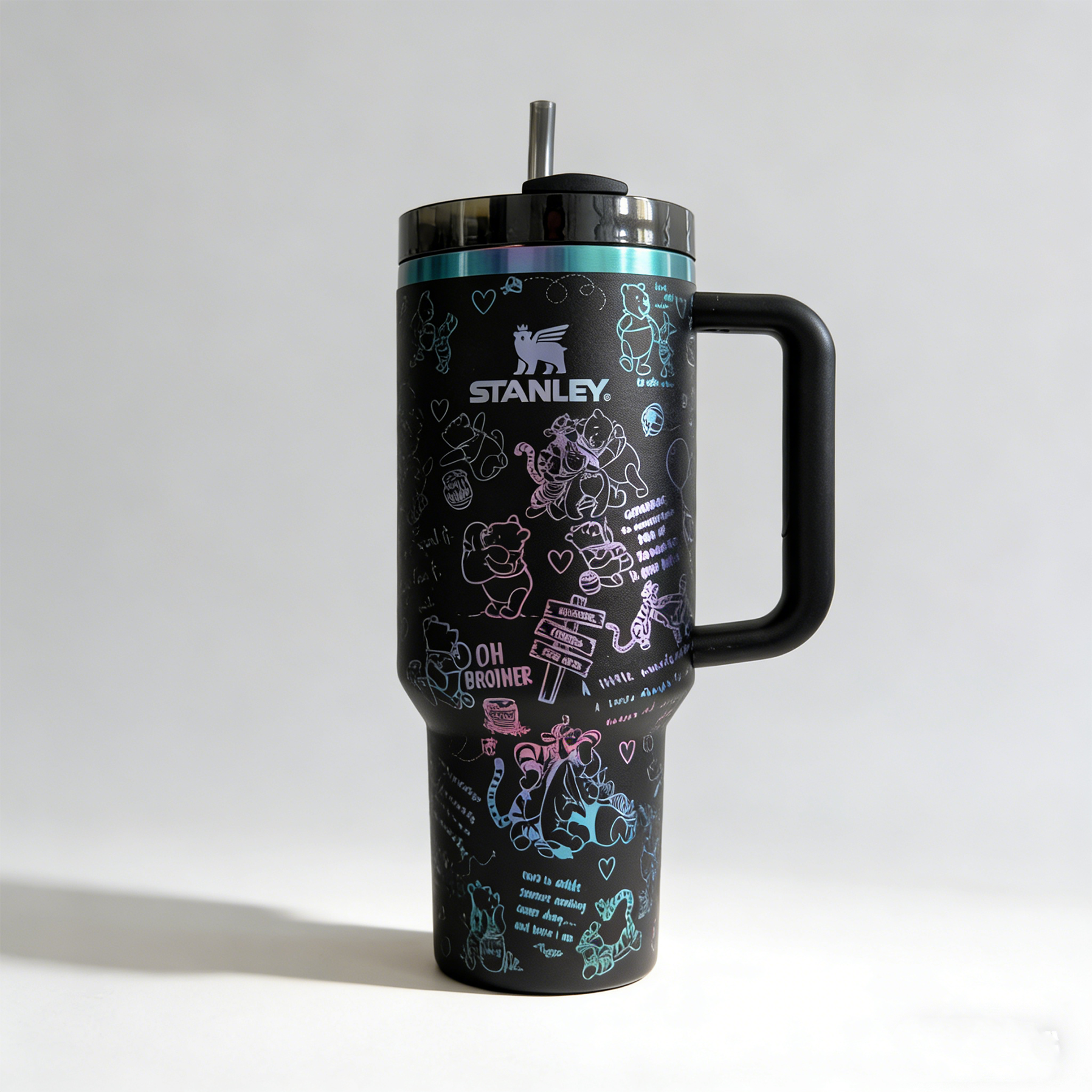 Stanley  disney  pooh  custom  laser engraved  etched  tumbler 40oz 