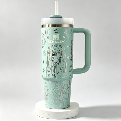 Laser Engraved Stanley Tumbler Digital Icon Inspired Anime