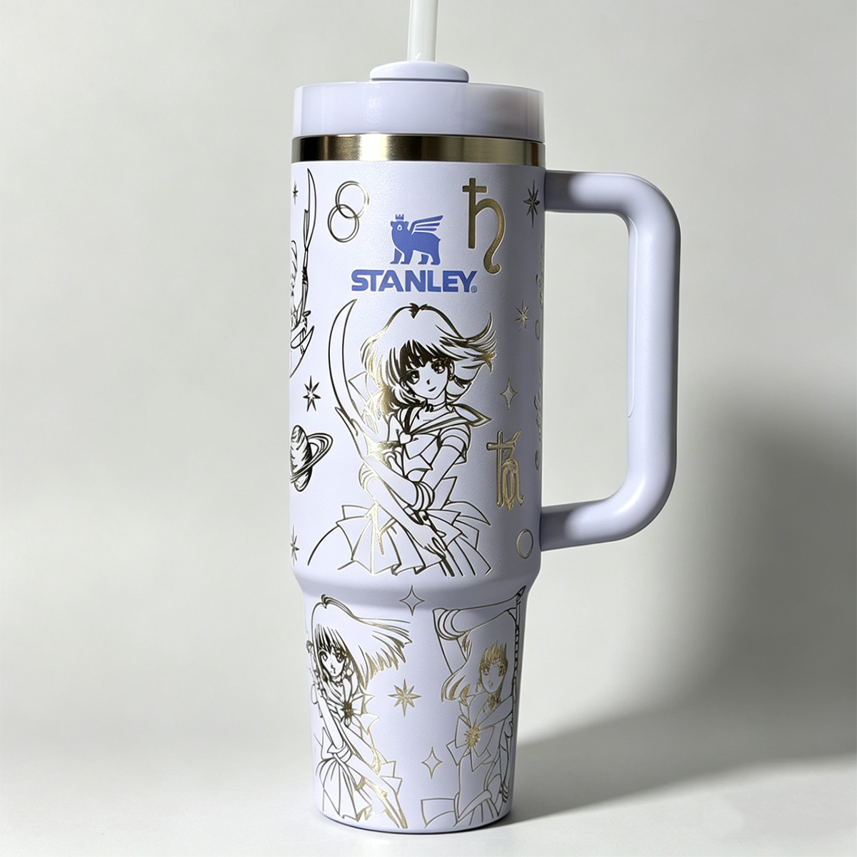 Laser Engraved Sailor Saturn Inspired Stanley Tumbler