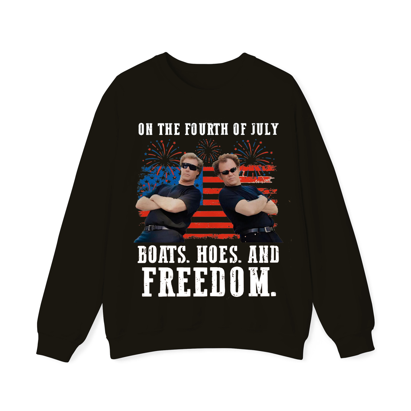 On The Fourth Of July Boats Hoes And Freedom Crewneck Sweatshirt